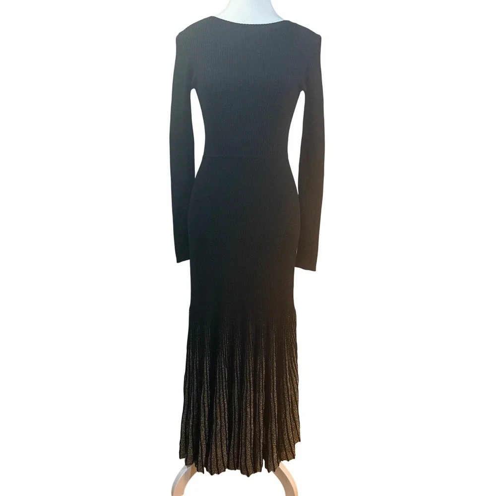 Moon River Sweater Bodycon Maxi Dress S‎ Black Holiday Shimmer Evening Chic